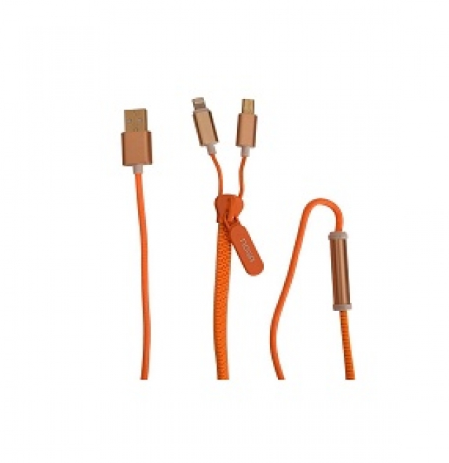 Cable USB zipper 2 en 1 Z9 naranja (4446)