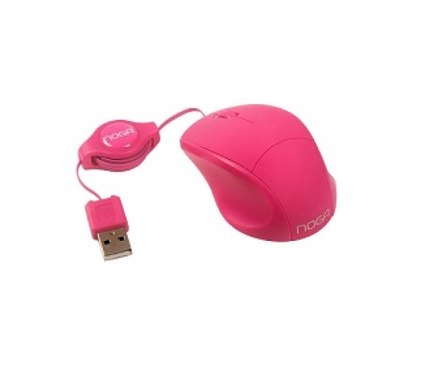 Mouse Óptico Retráctil USB Modelo NGM-418 rosado (2042)