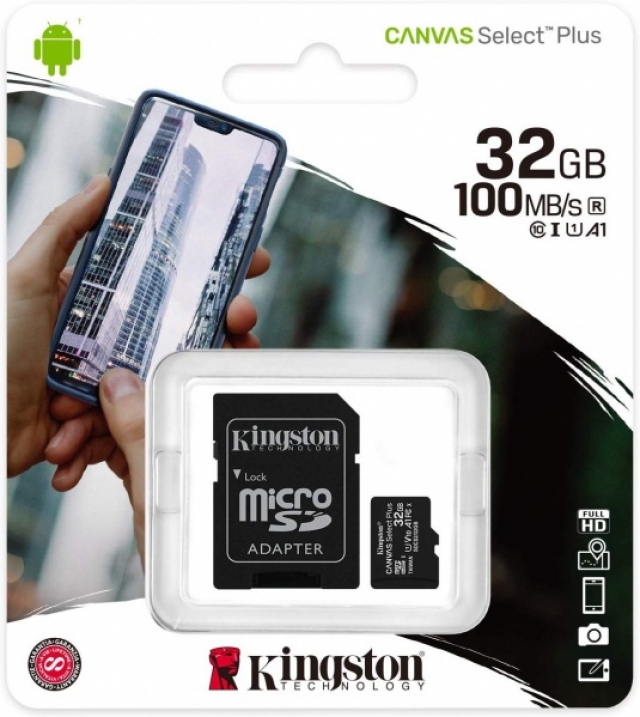 MICRO SD KINGSTON C/ADAPATADOR SD 32GB CLASE 10 SELECT PLUS ( 6059 )