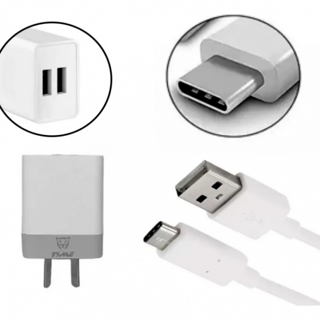 CARGADOR TIME 2 USB 3.1A + CABLE TIPO C ( 7014 )