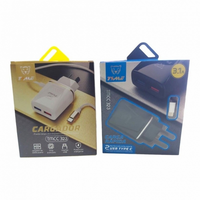 CARGADOR TIME TYPE C- DOBLE PUERTO USB ( 7013 )