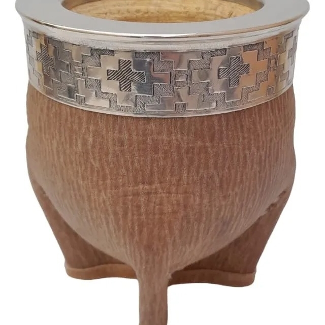 MATE DE ALPACA Y CUERO CRUDO ( 8087 )