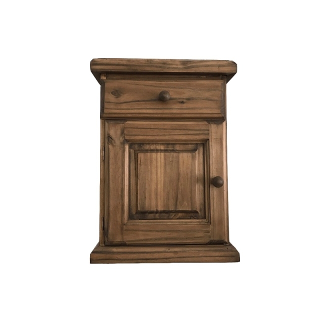 MESA DE LUZ CON PUERTA + CAJÓN COLOR NOGAL ( 8073 )