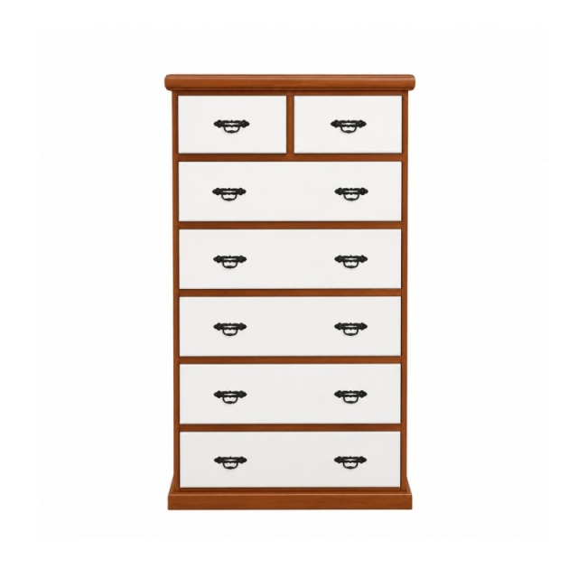 COMODA 5+2 COLOR CAOBA Y BLANCO  ( 8229 )