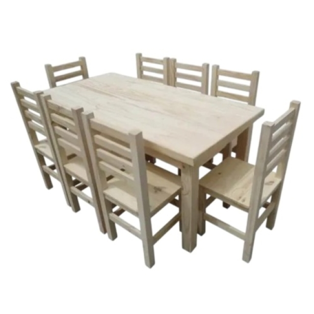 MESA DE PINO 1.80MT + 8 SILLAS ( 7345 )