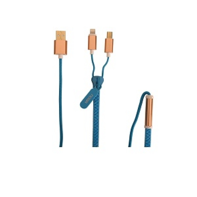 Cable USB zipper 2 en 1 Z9  celeste (4445)