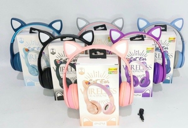 Auricular Bluetooth vincha orejas gatito P47 ( 6466 )