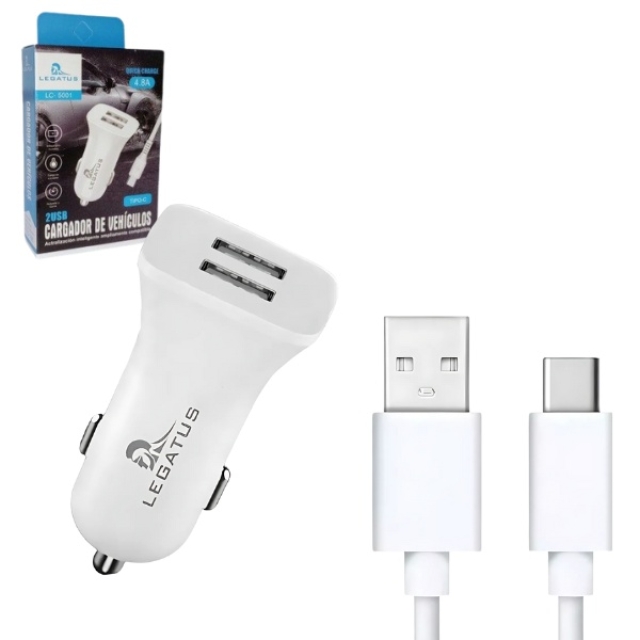 CARGADOR DE AUTO LEGATUS TIPO C 3.8A ( 7051 )  