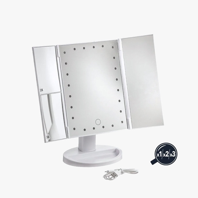 ESPEJO CUÁDRUPLE 24 LED  (  8214 )