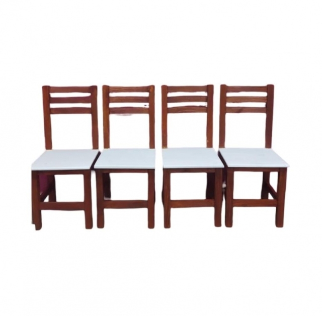 SILLA DE PINO COLOR CAOBA Y BLANCO ( 7437 )