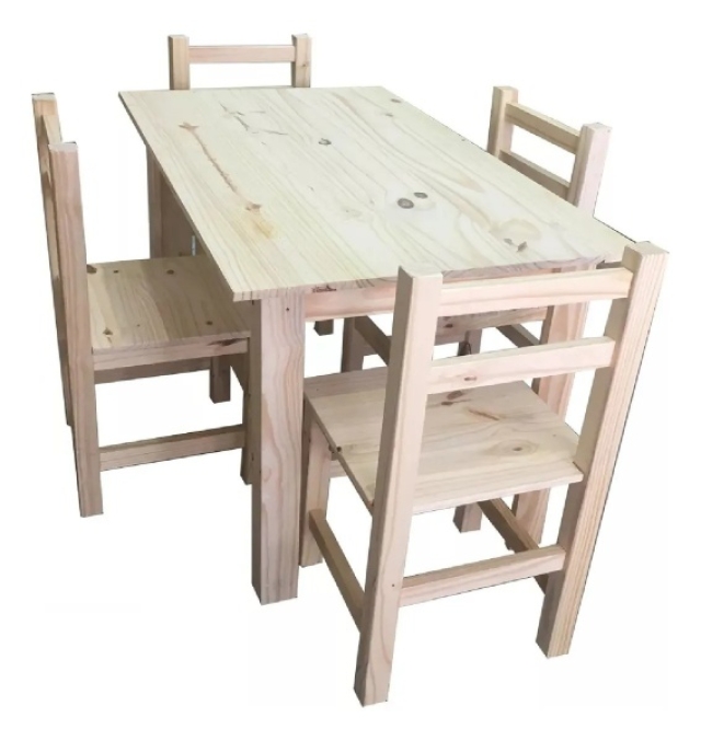 MESA DE PINO 1.20MT + 4 SILLAS ( 7341 )