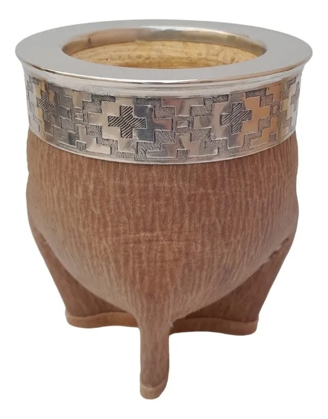 MATE DE ALPACA Y CUERO CRUDO ( 8087 )