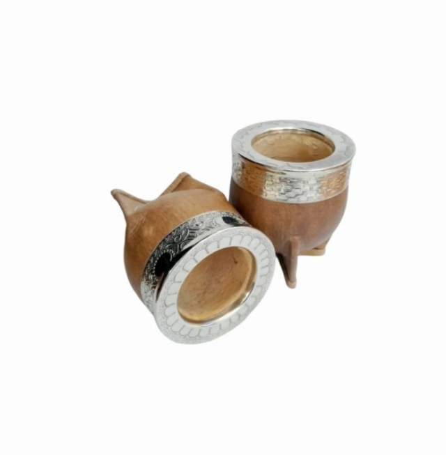 MATE DE ALPACA Y CUERO CRUDO ( 8087 )