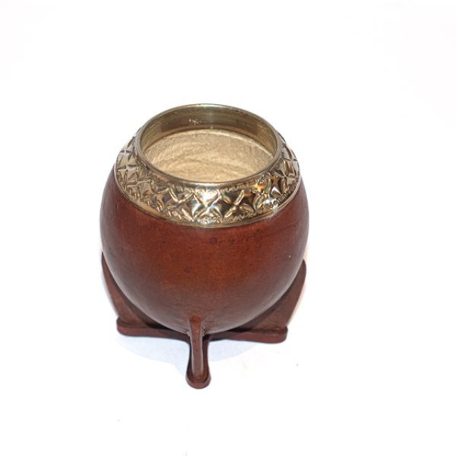 MATE DE CUERO Y ALPACA TORPEDO ( 8084 )