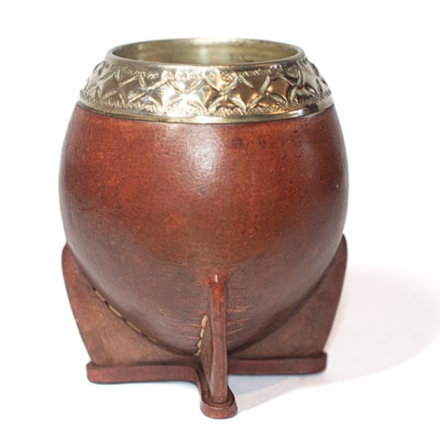 MATE DE CUERO Y ALPACA TORPEDO ( 8084 )