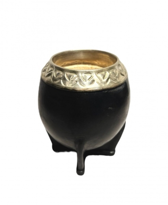 MATE DE CUERO Y ALPACA TORPEDO ( 8084 )