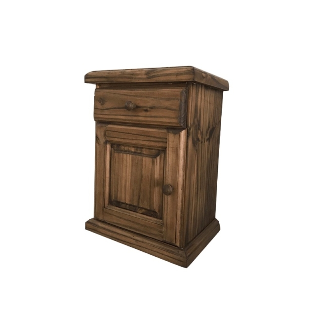 MESA DE LUZ CON PUERTA + CAJÓN COLOR NOGAL ( 8073 )