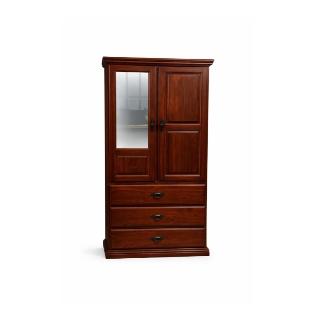 ROPERO DE PINO DE 0.80CM CON ESPEJO COLOR CAOBA ( 8065 )