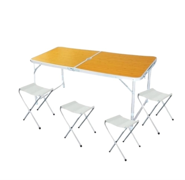 MESA PLEGABLE 120X60 + 4 BANQUETAS DE CAMPING ( 8083 )