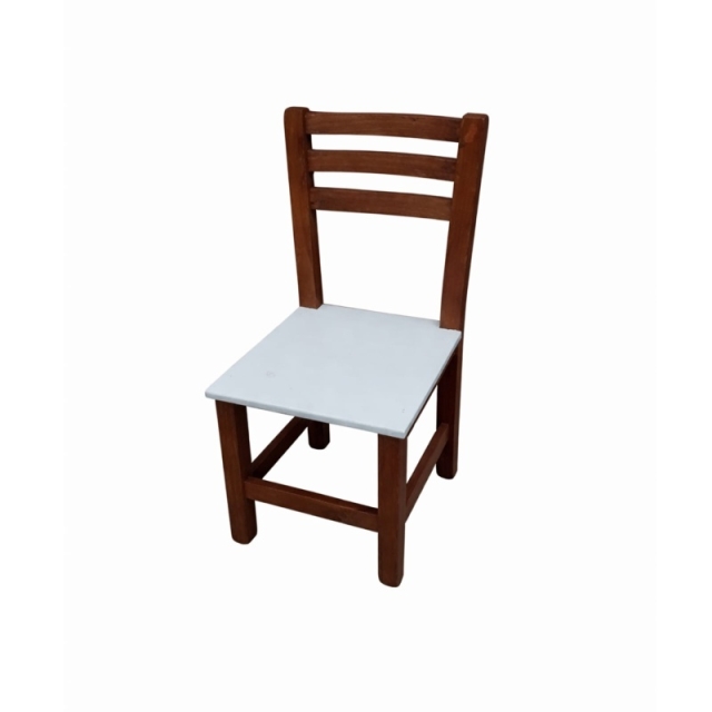 SILLA DE PINO COLOR CAOBA Y BLANCO ( 7437 )