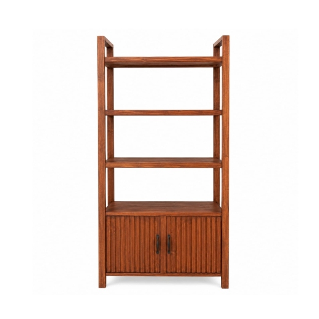 BIBLIOTECA CON PUERTA 180X80X35 COLOR CAOBA ( 8228 )