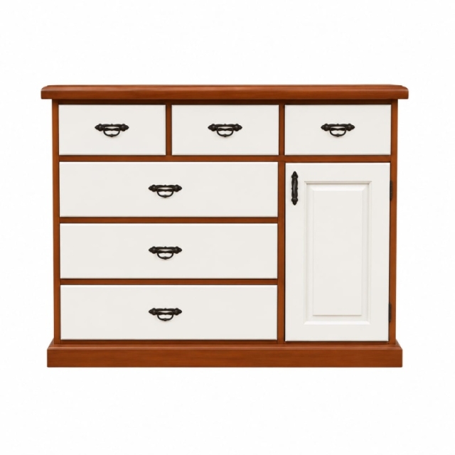 COMODA 120X90 COLOR CAOBA Y BLANCO  ( 8002 )